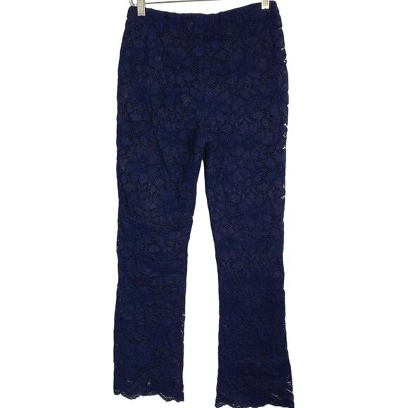 Free People Womens Wild Lace Pull On Crop Flare Pants Disco Indigo Dainty Sz XS - Picture 3 of 9
